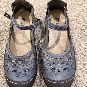 JBU Blue Floral Cutout Mary Jane Shoes